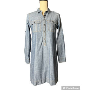 J. Crew Denim Dress Roll Tab Sleeves Size XS